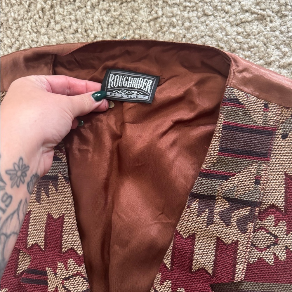 Tribal Patterned Button-Up Vest - image 2